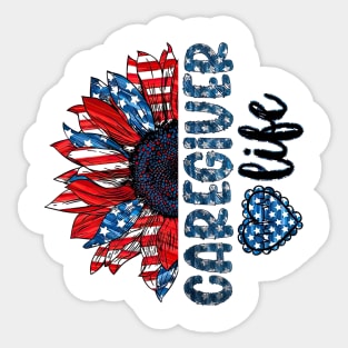 CNA Life American Flag Sunflower Happy Independence Day Sticker